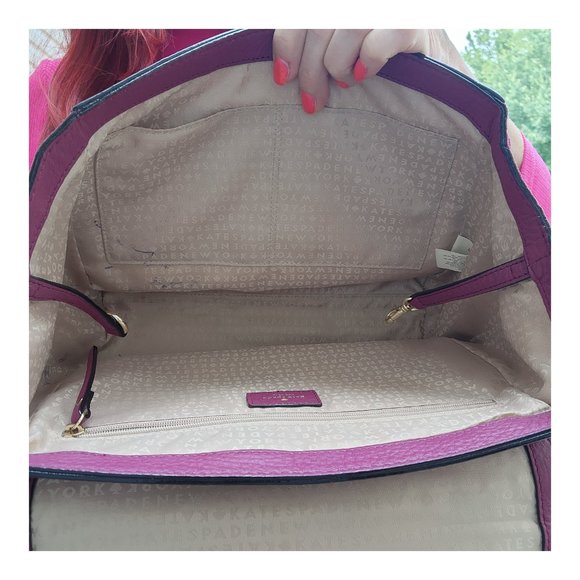KATE SPADE Dark Pink Leather Satchel Crossbody Purse - Picture 9 of 10